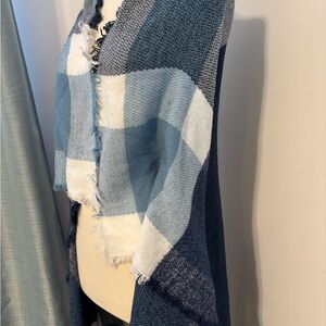 Blue and White Plaid Shawl